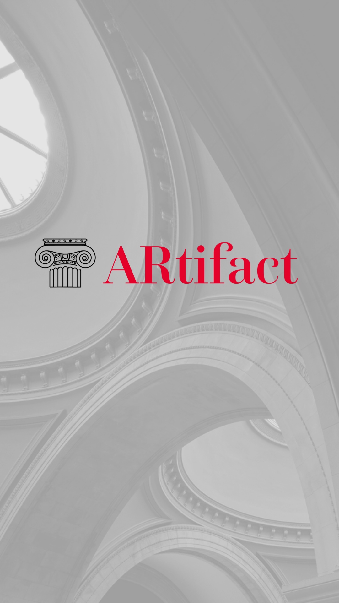 The ARtifact app opening screen